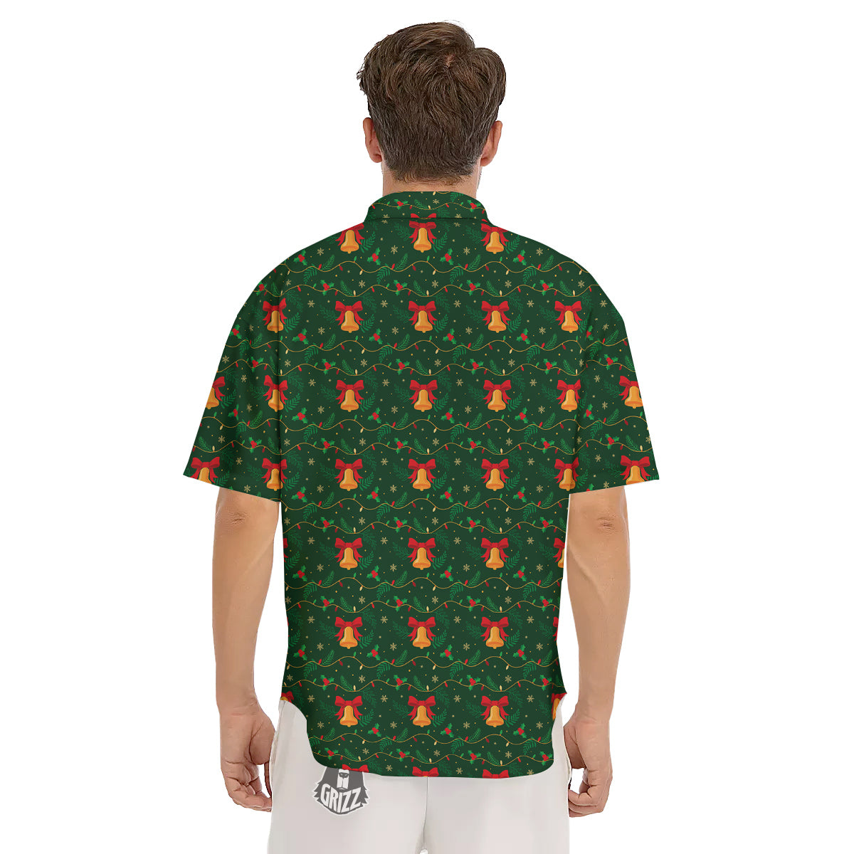 Bell Cute Christmas Print Pattern Men's Short Sleeve Shirts-grizzshop