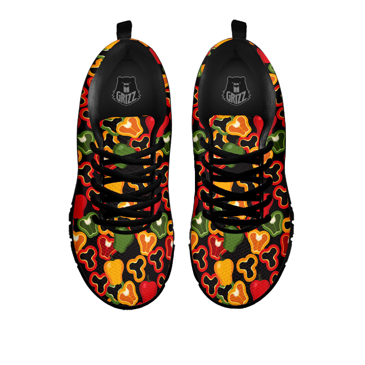 Bell Pepper Black Print Pattern Black Sneaker-grizzshop