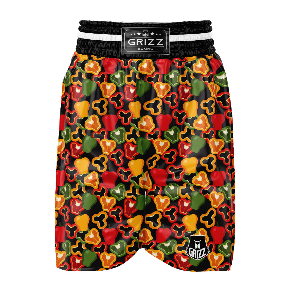 Bell Pepper Black Print Pattern Boxing Shorts-grizzshop