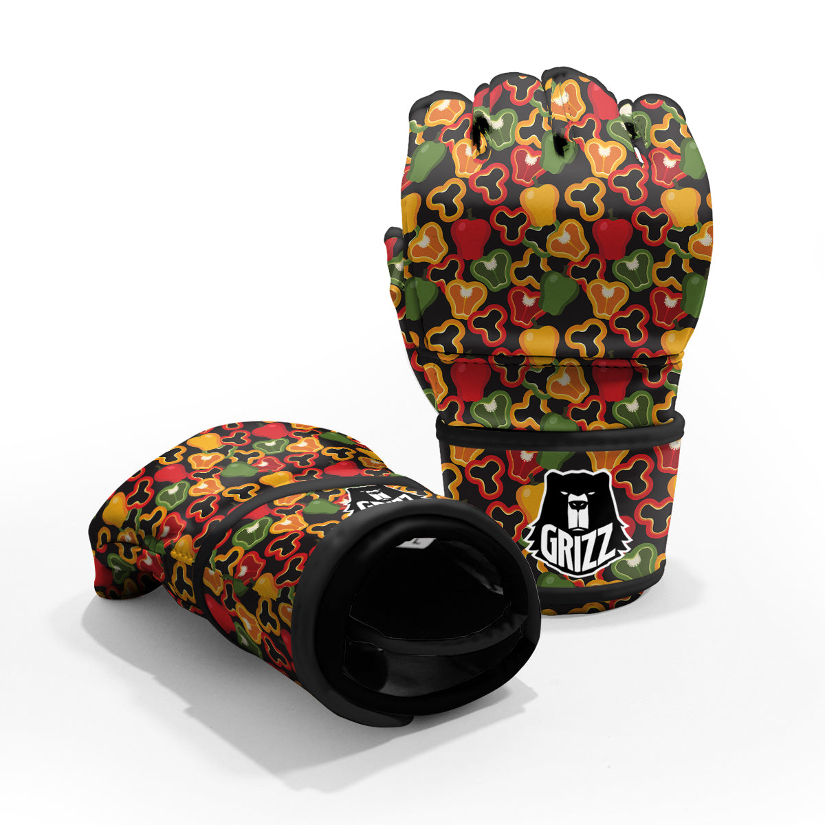 Bell Pepper Black Print Pattern MMA Gloves-grizzshop