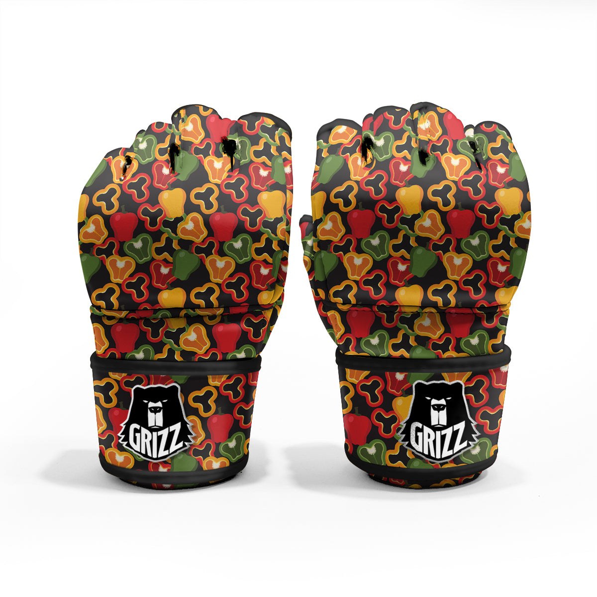 Bell Pepper Black Print Pattern MMA Gloves-grizzshop