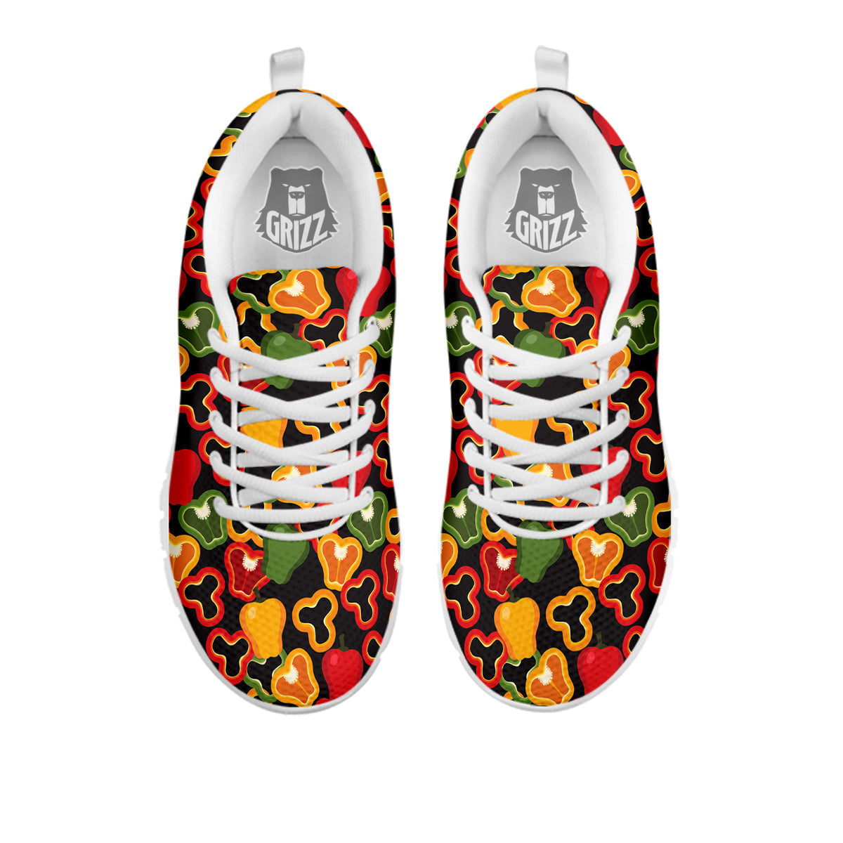 Bell Pepper Black Print Pattern White Sneaker-grizzshop