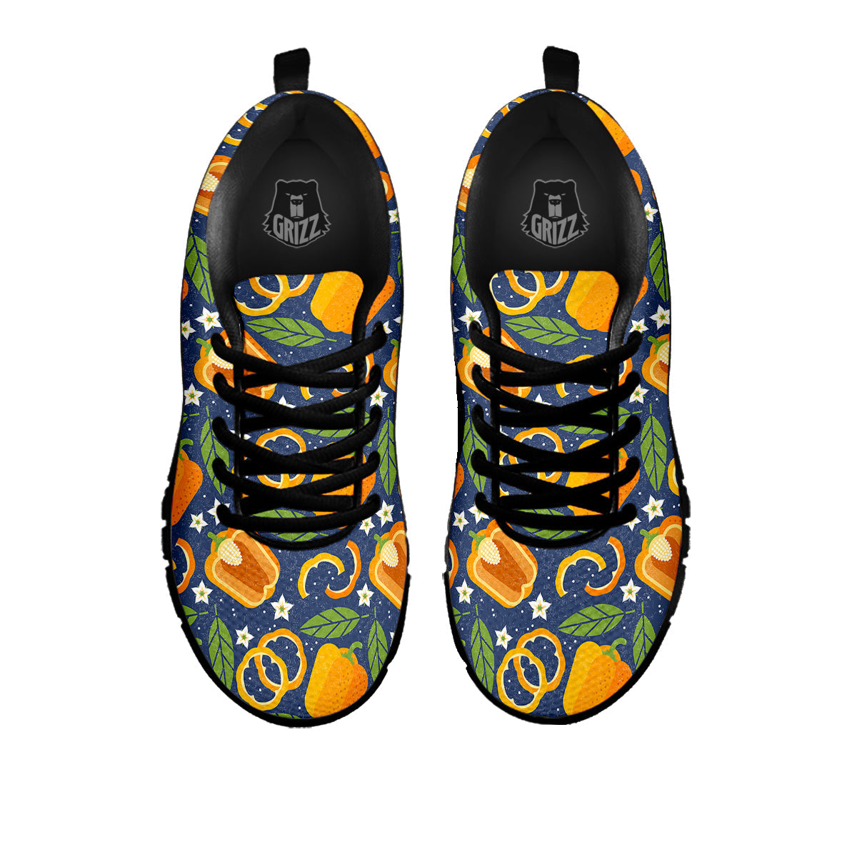 Bell Pepper Leaf Print Pattern Black Sneaker-grizzshop