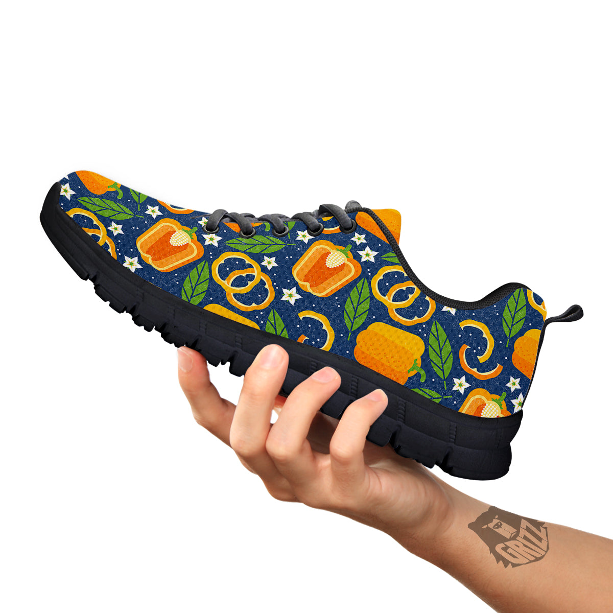 Bell Pepper Leaf Print Pattern Black Sneaker-grizzshop