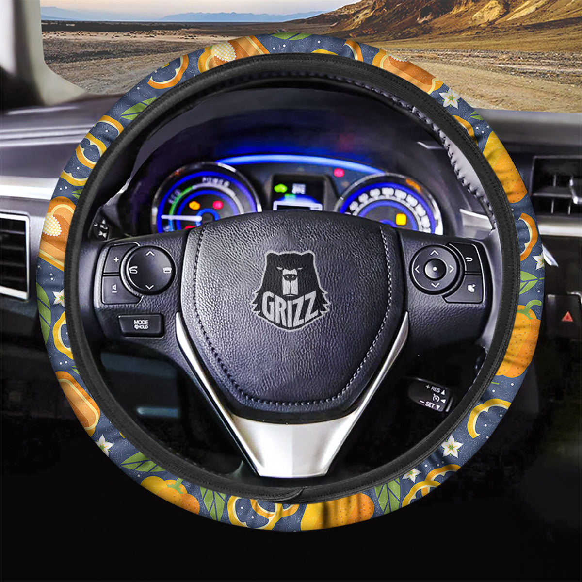 Bell Pepper Leaf Print Pattern Car Steering Wheel Cover-grizzshop