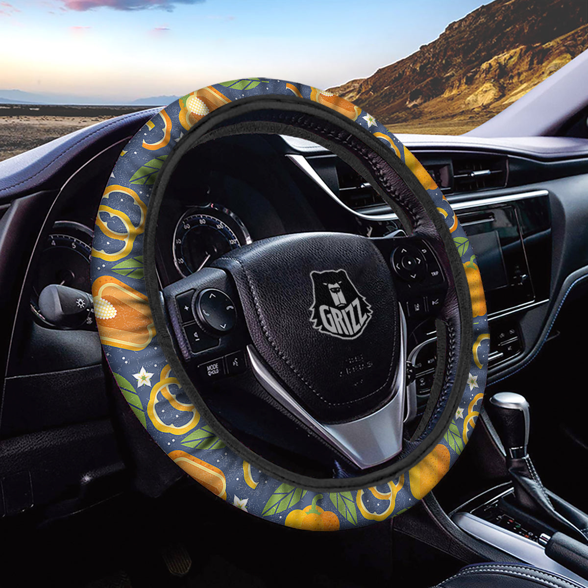 Bell Pepper Leaf Print Pattern Car Steering Wheel Cover-grizzshop