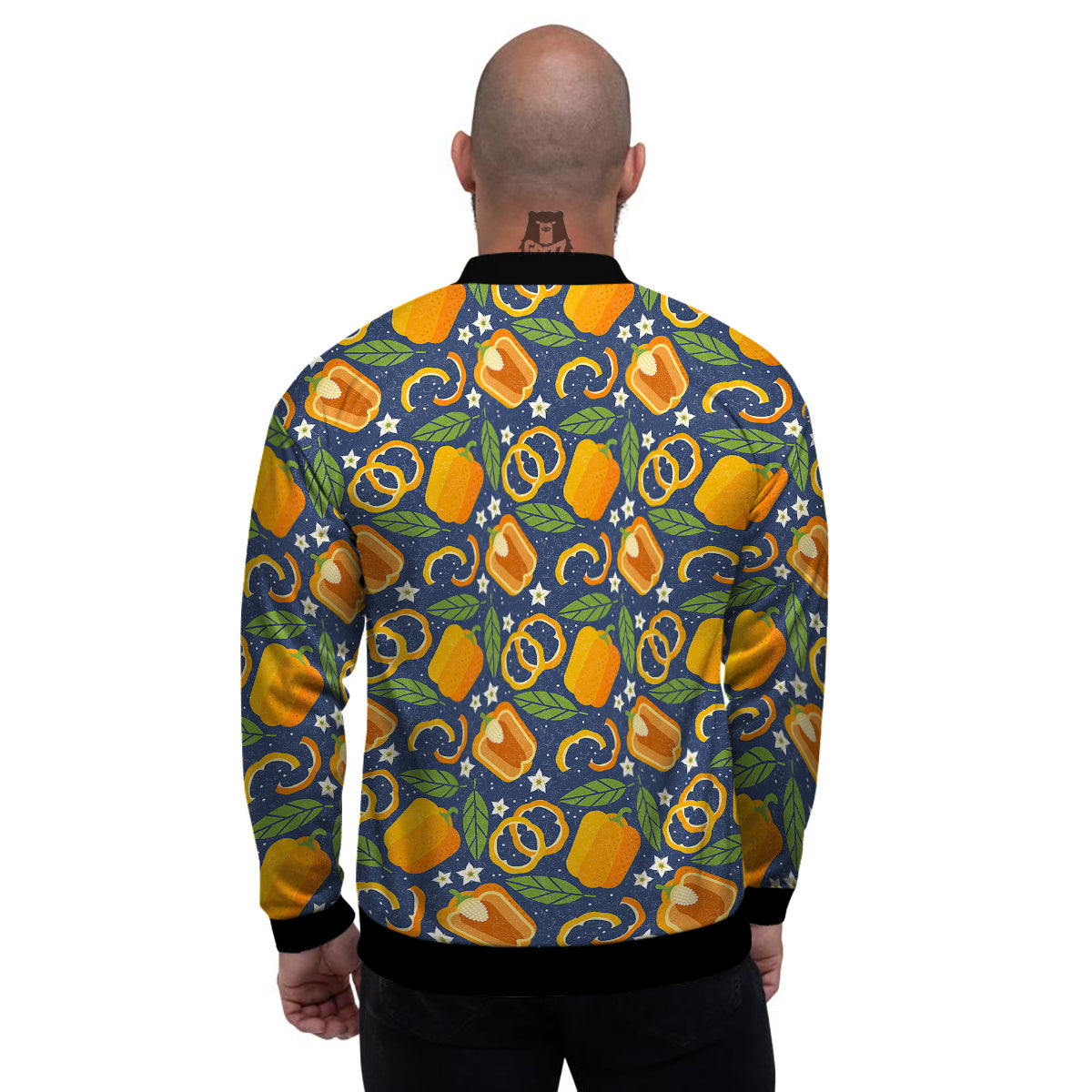Bell Pepper Leaf Print Pattern Men's Bomber Jacket-grizzshop