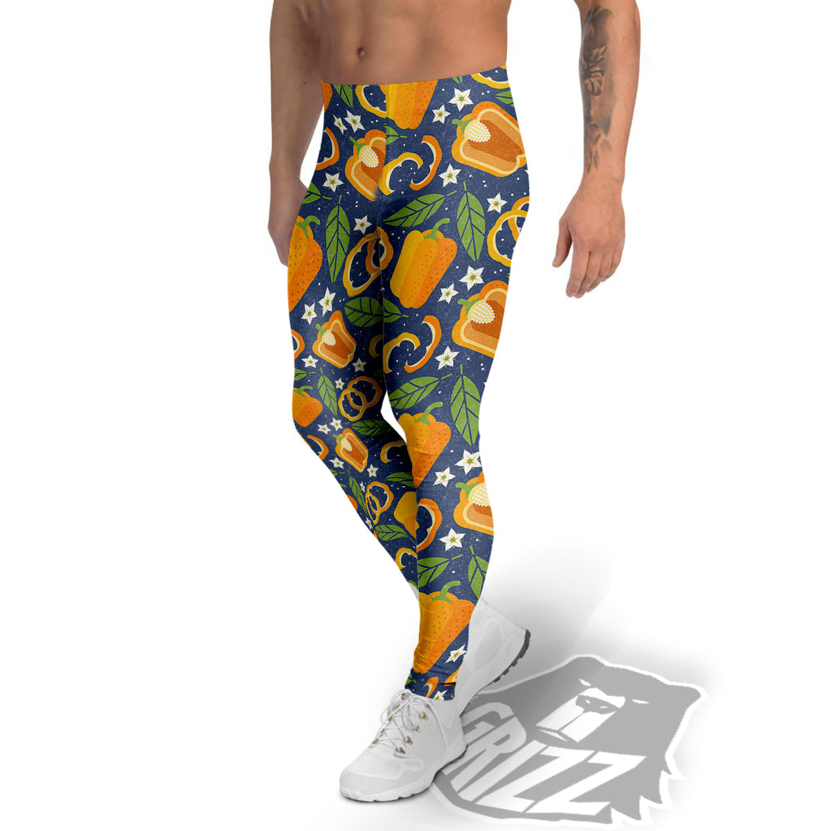 Bell Pepper Leaf Print Pattern Men's Leggings-grizzshop