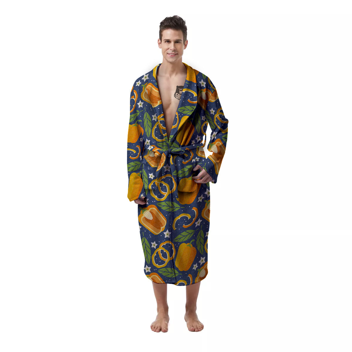 Bell Pepper Leaf Print Pattern Men's Robe-grizzshop