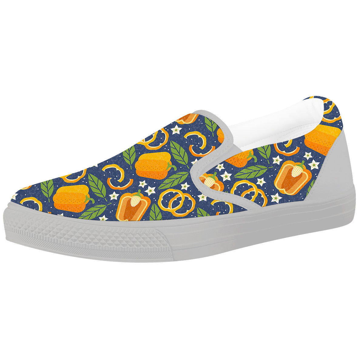 Bell Pepper Leaf Print Pattern White Slip On Shoes-grizzshop