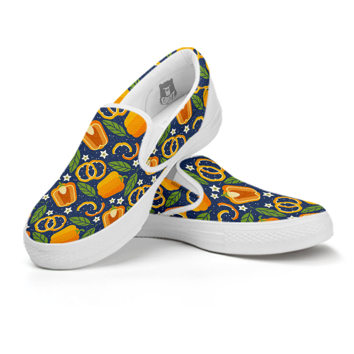 Bell Pepper Leaf Print Pattern White Slip On Shoes-grizzshop