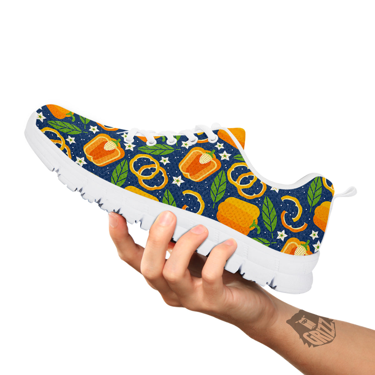 Bell Pepper Leaf Print Pattern White Sneaker-grizzshop
