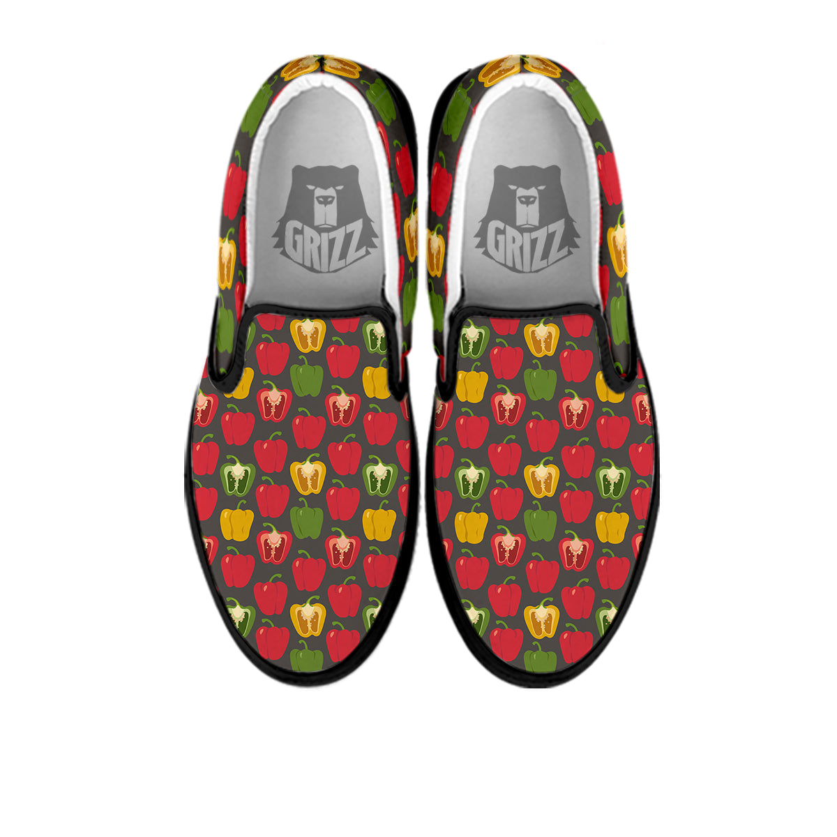 Bell Pepper Vintage Print Pattern Black Slip On Shoes-grizzshop