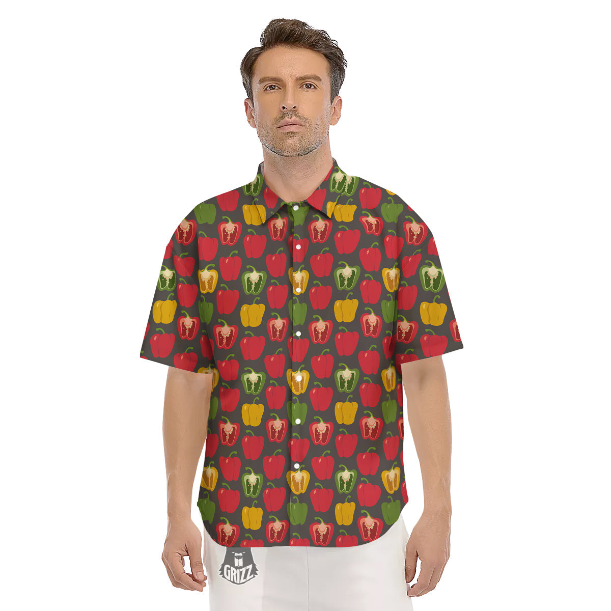 Bell Pepper Vintage Print Pattern Men's Short Sleeve Shirts-grizzshop