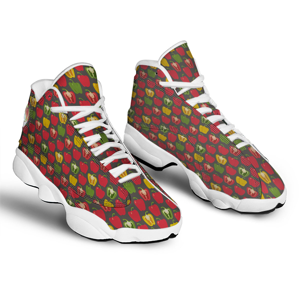 Bell Pepper Vintage Print Pattern White Basketball Shoes-grizzshop