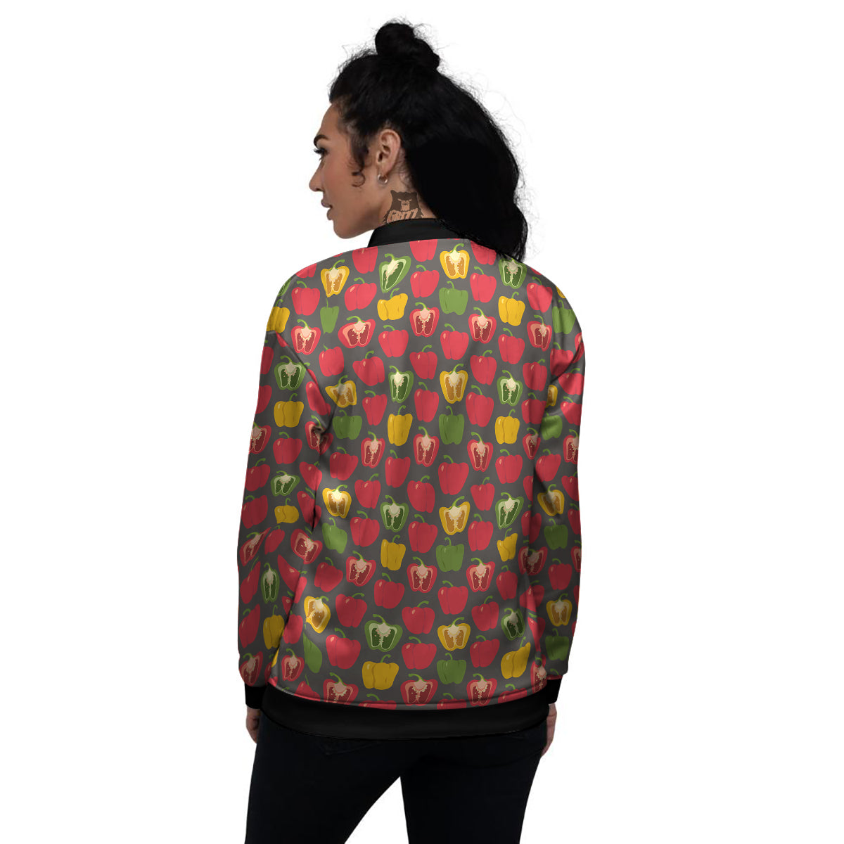 Bell Pepper Vintage Print Pattern Women's Bomber Jacket-grizzshop