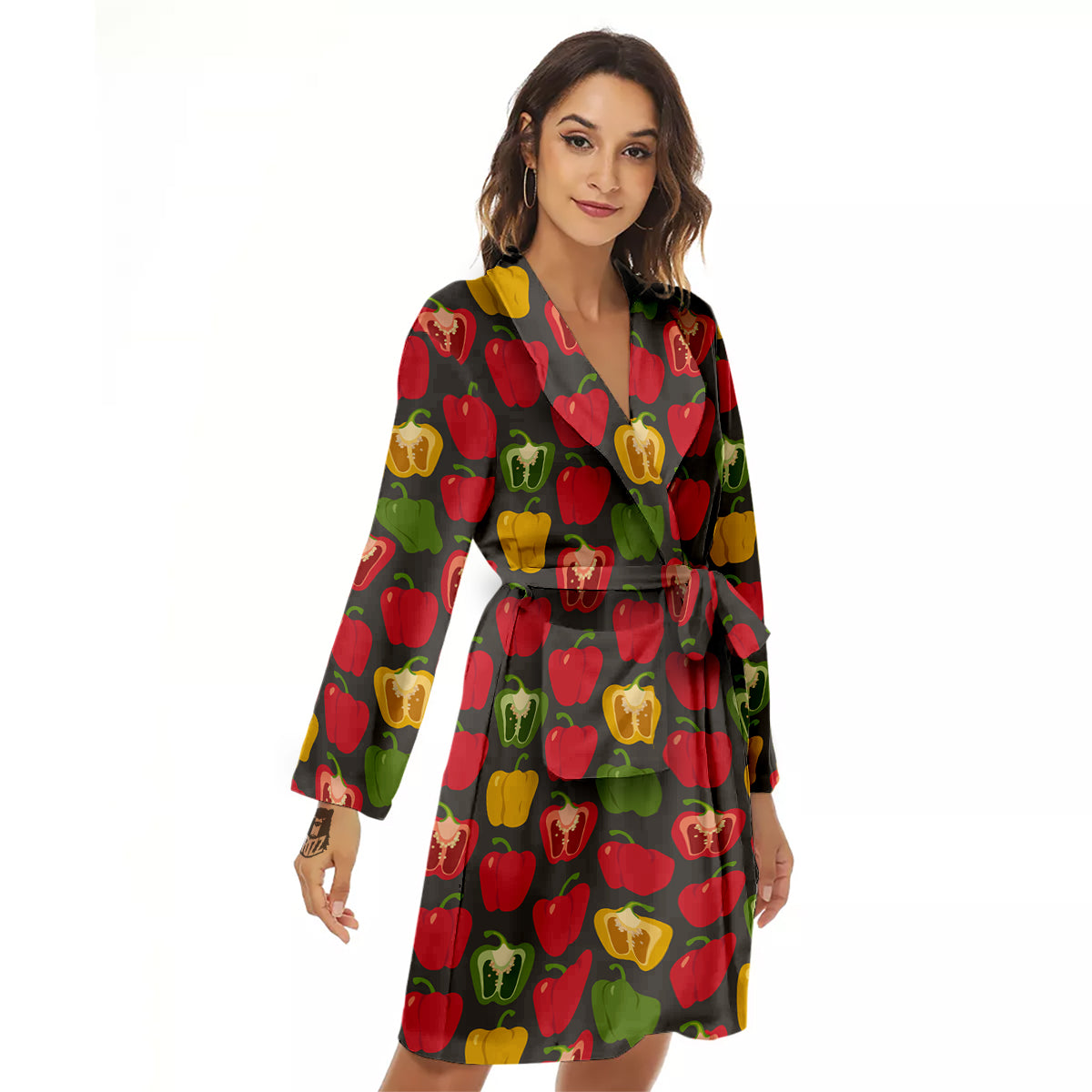 Bell Pepper Vintage Print Pattern Women's Robe-grizzshop