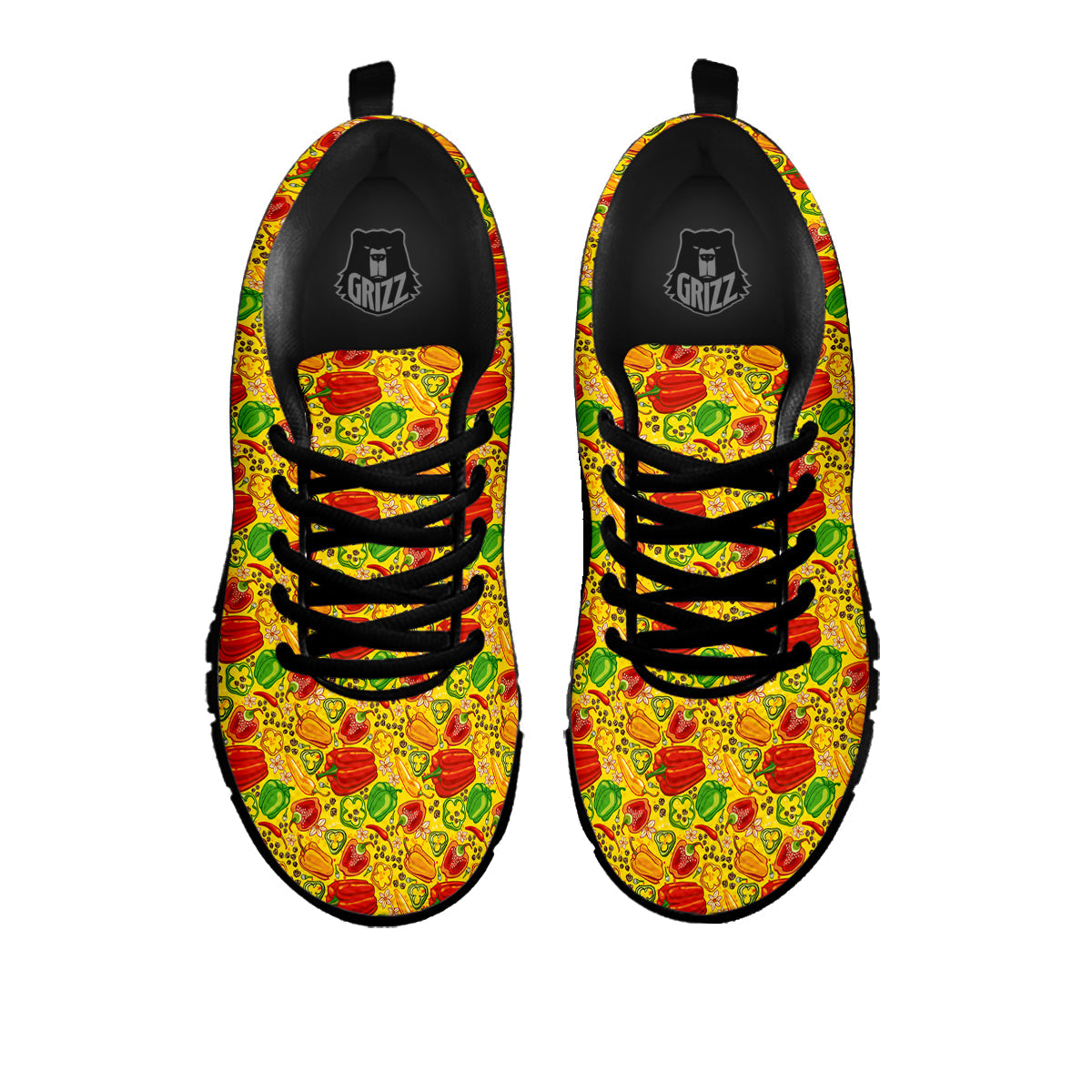 Bell Pepper Yellow Print Pattern Black Sneaker-grizzshop