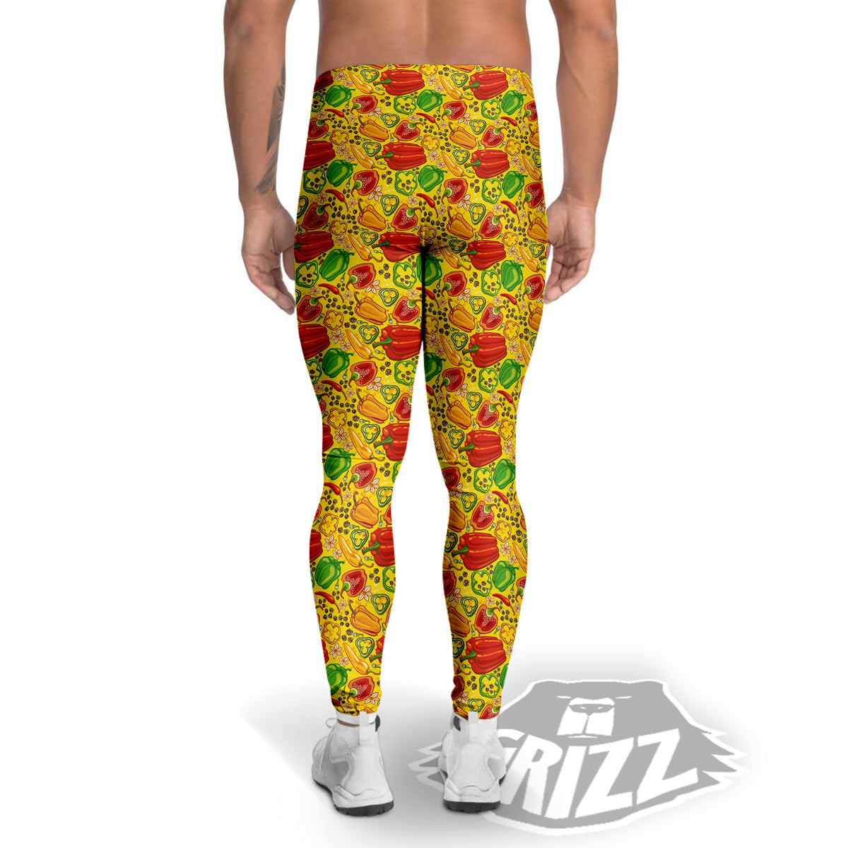 Bell Pepper Yellow Print Pattern Men's Leggings-grizzshop