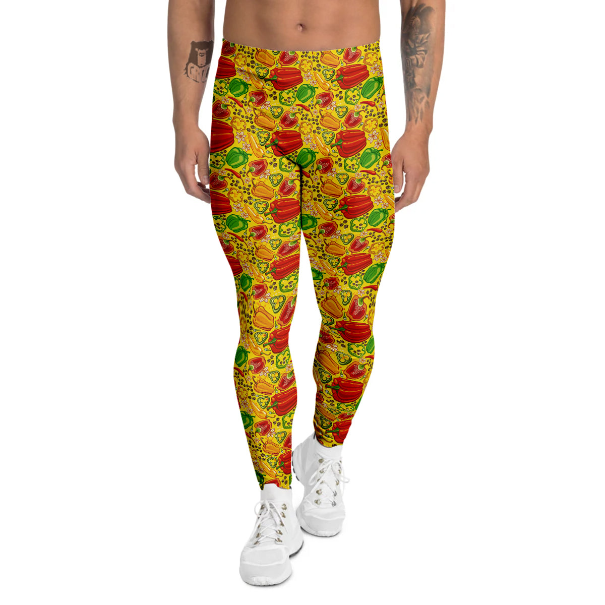 Bell Pepper Yellow Print Pattern Men's Leggings-grizzshop