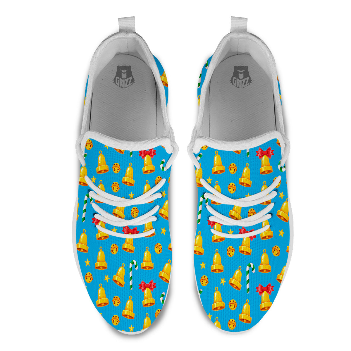 Bells Merry Christmas Print Pattern White Athletic Shoes-grizzshop