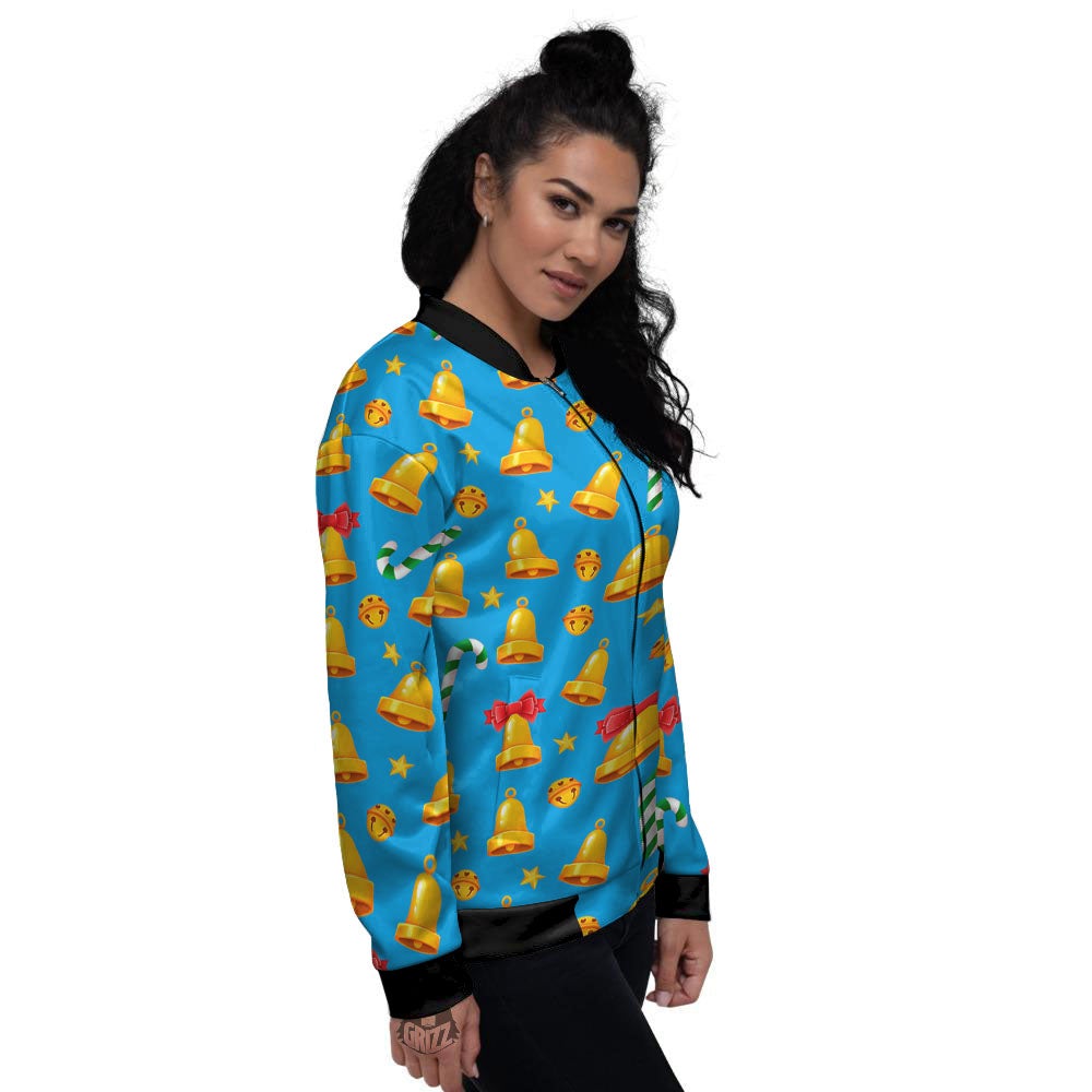 Bells Merry Christmas Print Pattern Women's Bomber Jacket-grizzshop