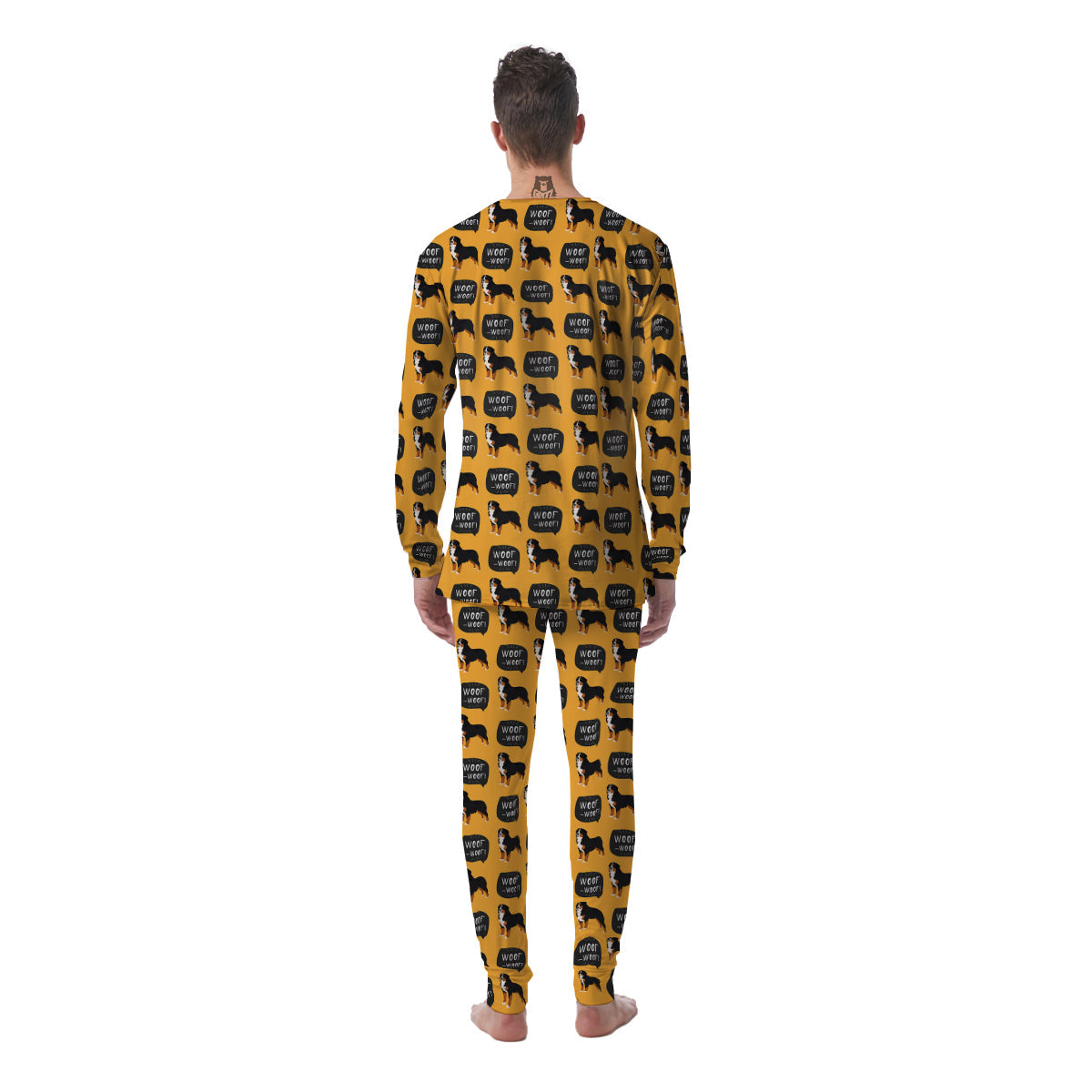 Bernese Yellow Woof Woof Print Pattern Men's Pajamas-grizzshop