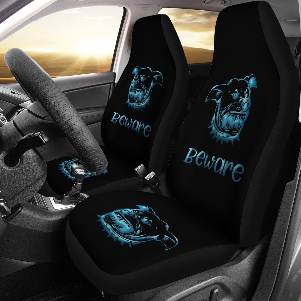 Beware of Pitbull Pink Universal Fit Car Seat Covers-grizzshop