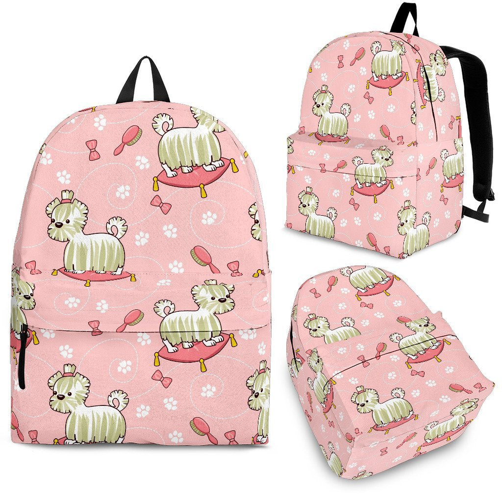 Bichon Frise Dog Pattern Print Backpack-grizzshop