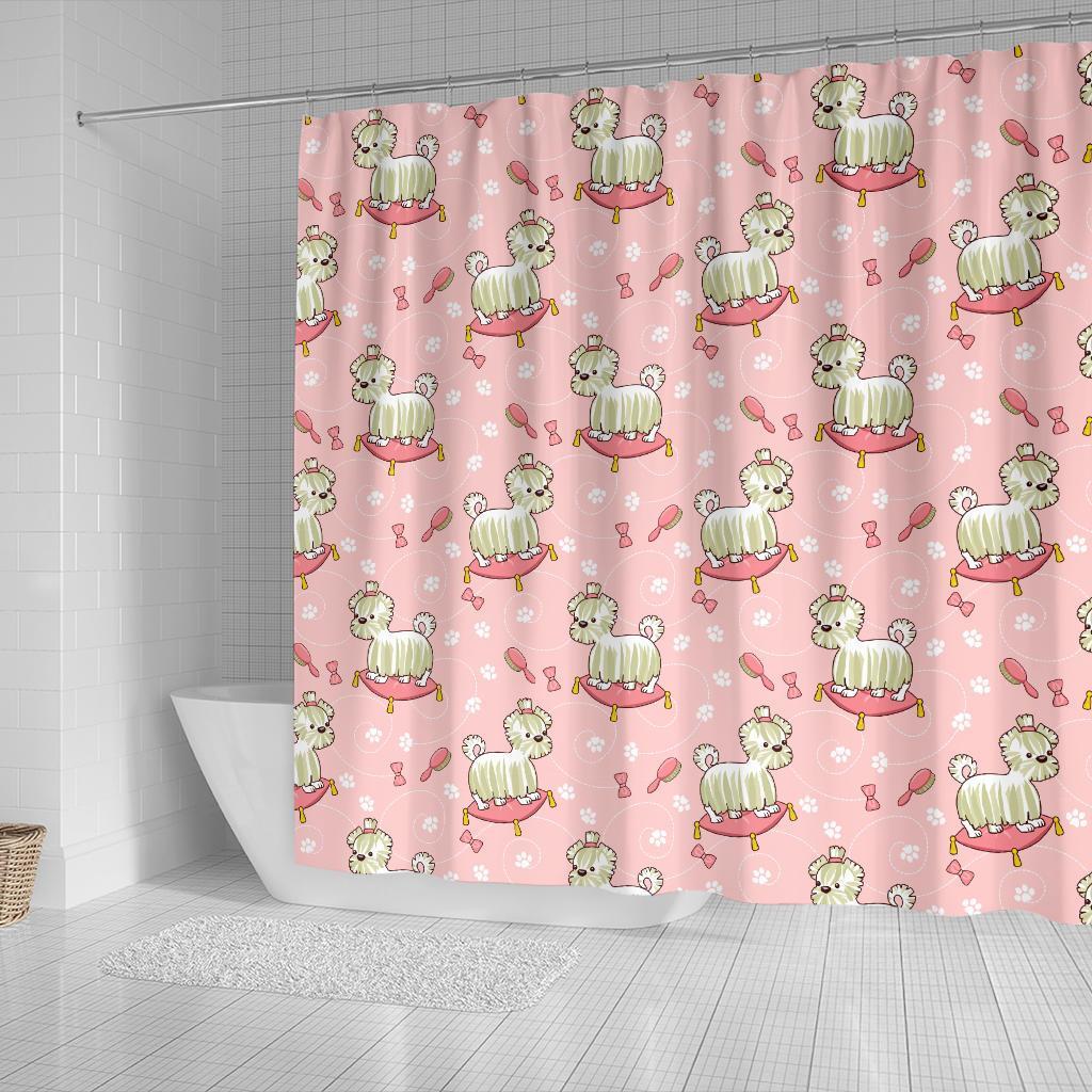 Bichon Frise Dog Pattern Print Bathroom Shower Curtain-grizzshop