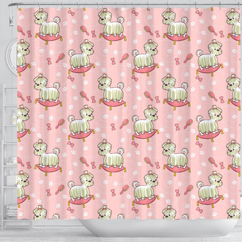 Bichon Frise Dog Pattern Print Bathroom Shower Curtain-grizzshop