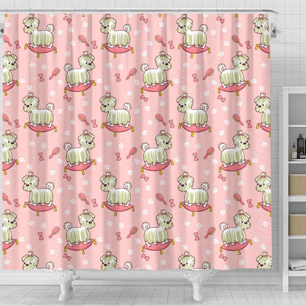 Bichon Frise Dog Pattern Print Bathroom Shower Curtain-grizzshop