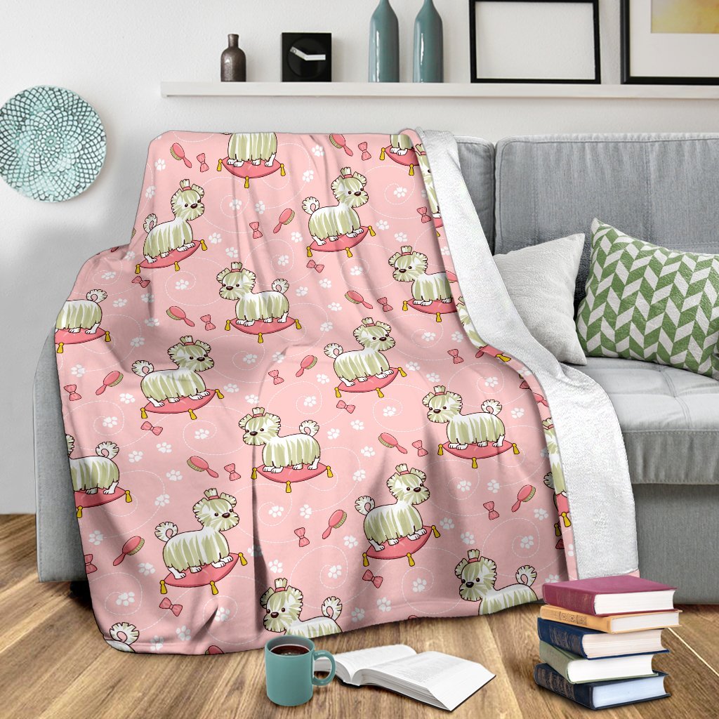 Bichon Frise Dog Pattern Print Blanket-grizzshop