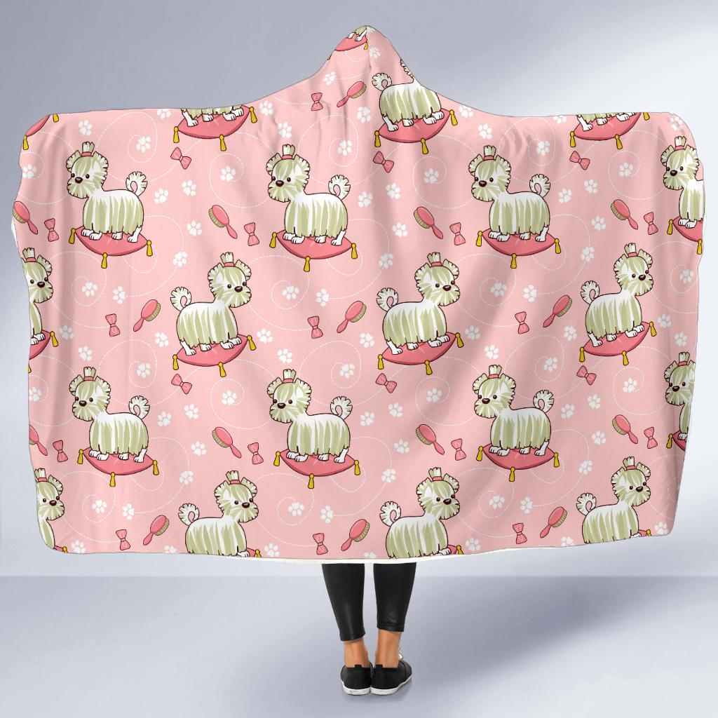 Bichon Frise Dog Pattern Print Hooded Blanket-grizzshop