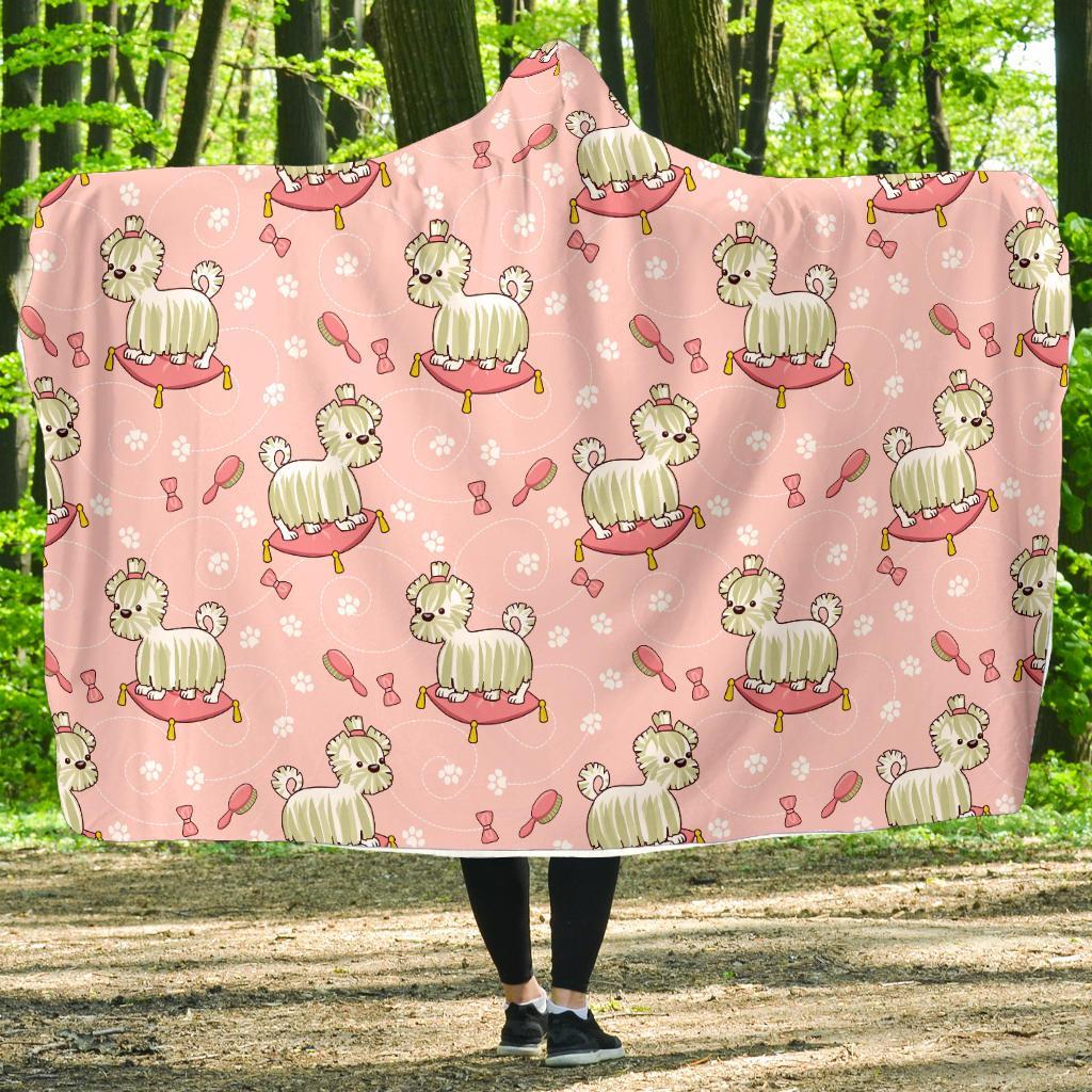 Bichon Frise Dog Pattern Print Hooded Blanket-grizzshop