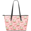 Bichon Frise Dog Pattern Print Leather Tote Bag-grizzshop