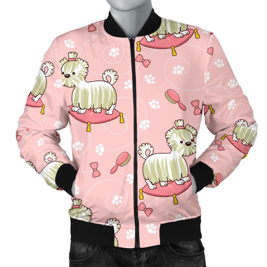 Bichon Frise Dog Pattern Print Men's Bomber Jacket-grizzshop