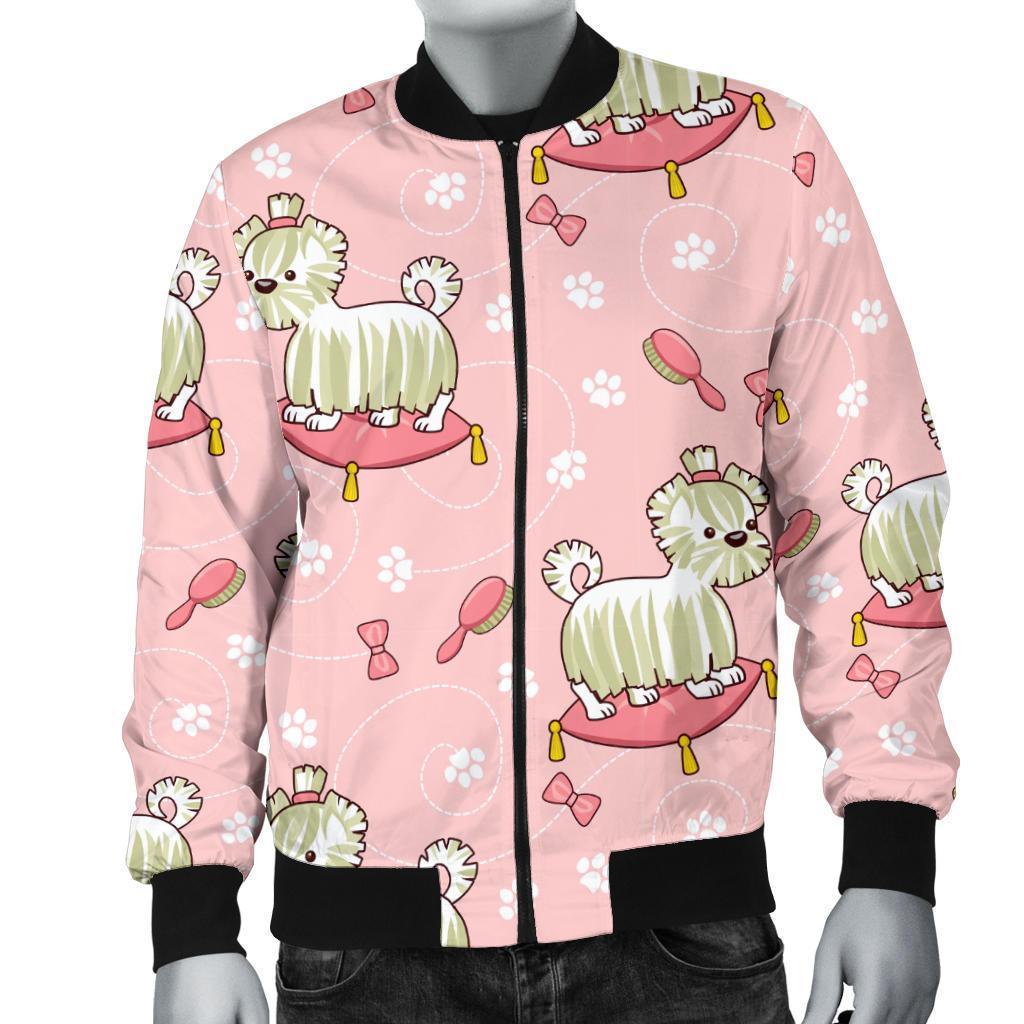 Bichon Frise Dog Pattern Print Men's Bomber Jacket-grizzshop