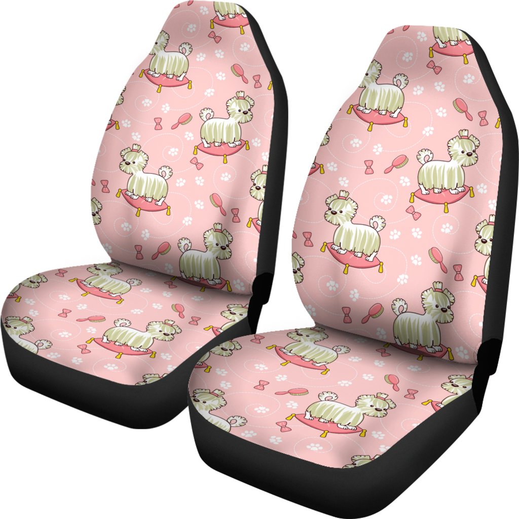 Bichon Frise Dog Pattern Print Universal Fit Car Seat Covers-grizzshop