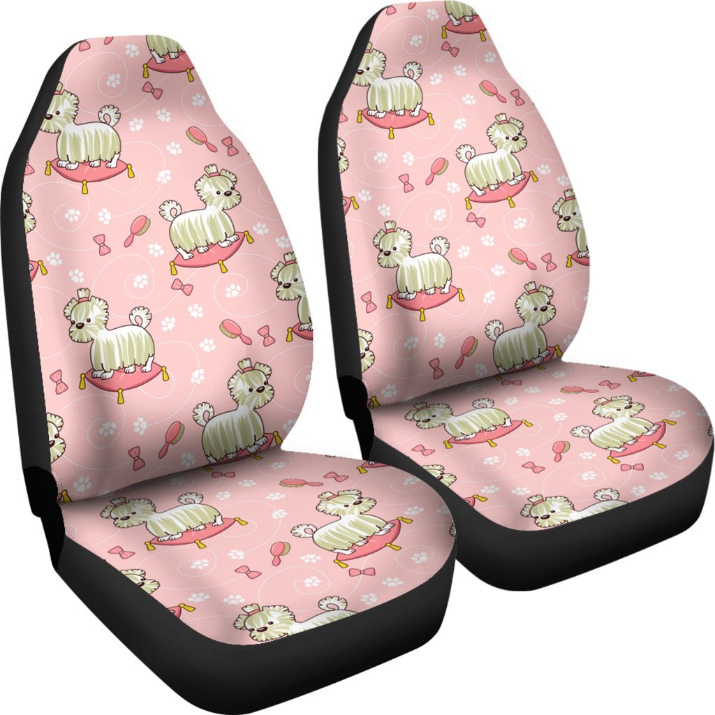 Bichon Frise Dog Pattern Print Universal Fit Car Seat Covers-grizzshop