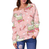 Bichon Frise Dog Pattern Print Women Off Shoulder Sweatshirt-grizzshop