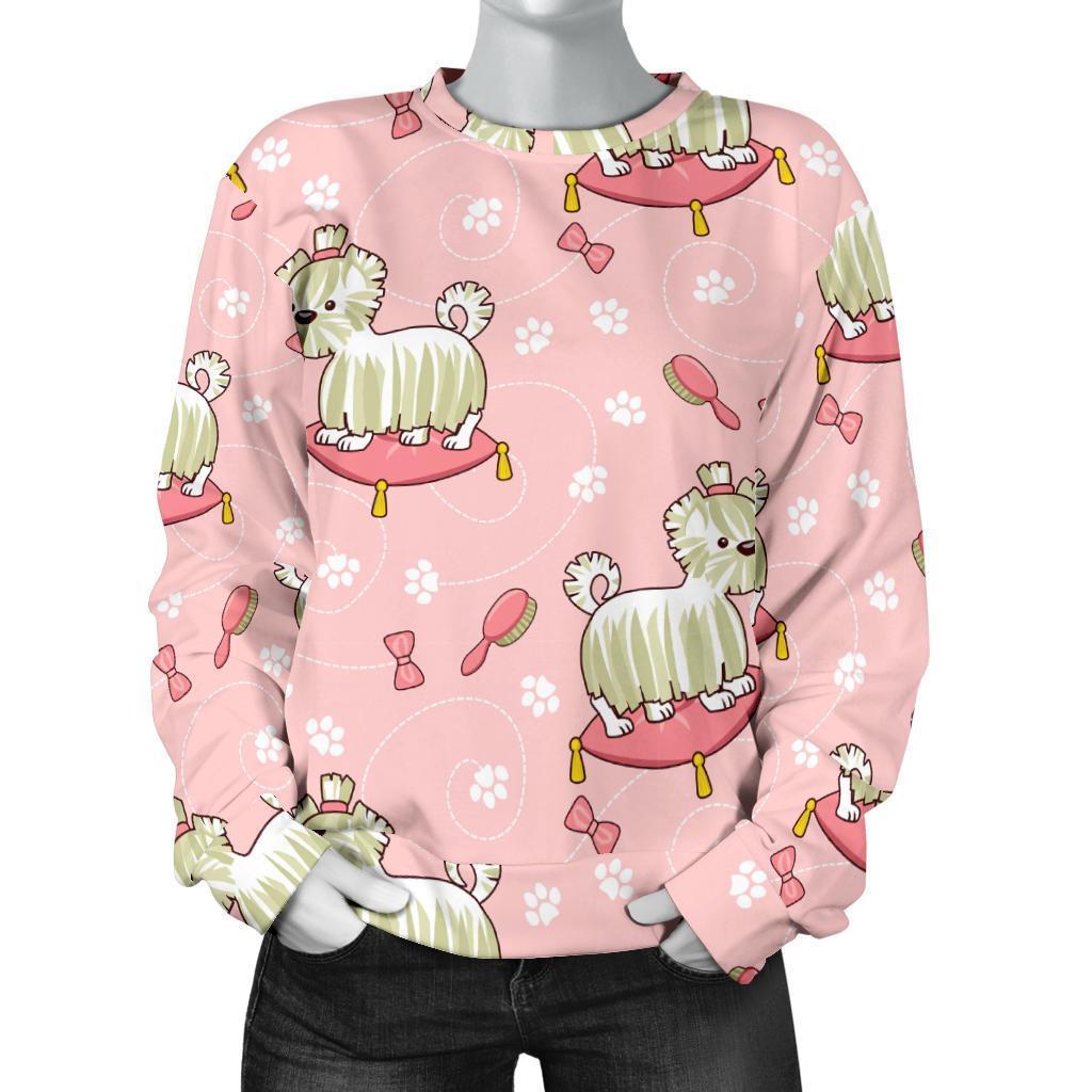 Bichon Frise Dog Pattern Print Women's Sweatshirt-grizzshop