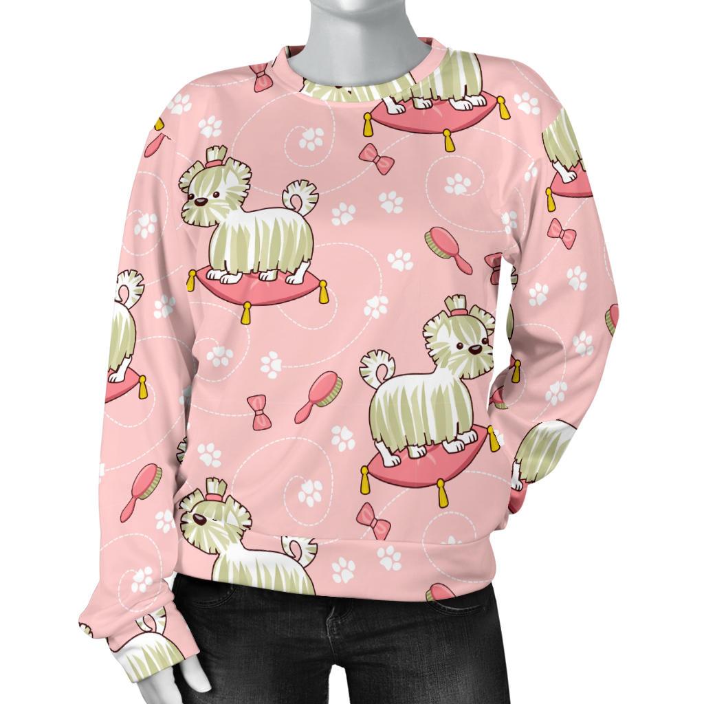 Bichon Frise Dog Pattern Print Women's Sweatshirt-grizzshop