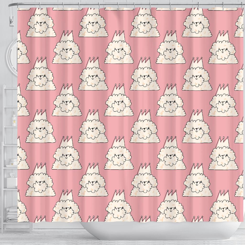 Bichon Frise Dog Print Pattern Bathroom Shower Curtain-grizzshop