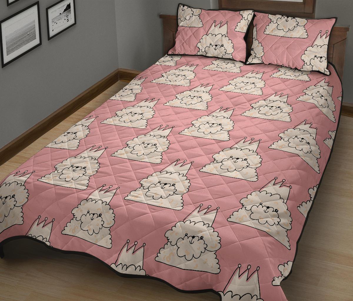 Bichon Frise Dog Print Pattern Bed Set Quilt-grizzshop