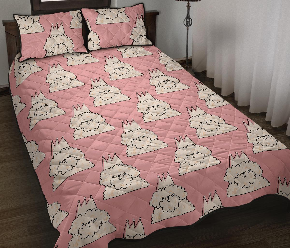 Bichon Frise Dog Print Pattern Bed Set Quilt-grizzshop