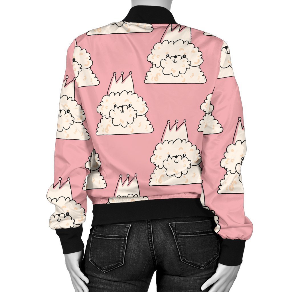 Bichon Frise Dog Print Pattern Women Casual Bomber Jacket-grizzshop
