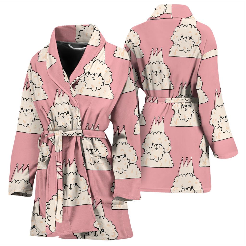 Bichon Frise Dog Print Pattern Women Long Robe-grizzshop