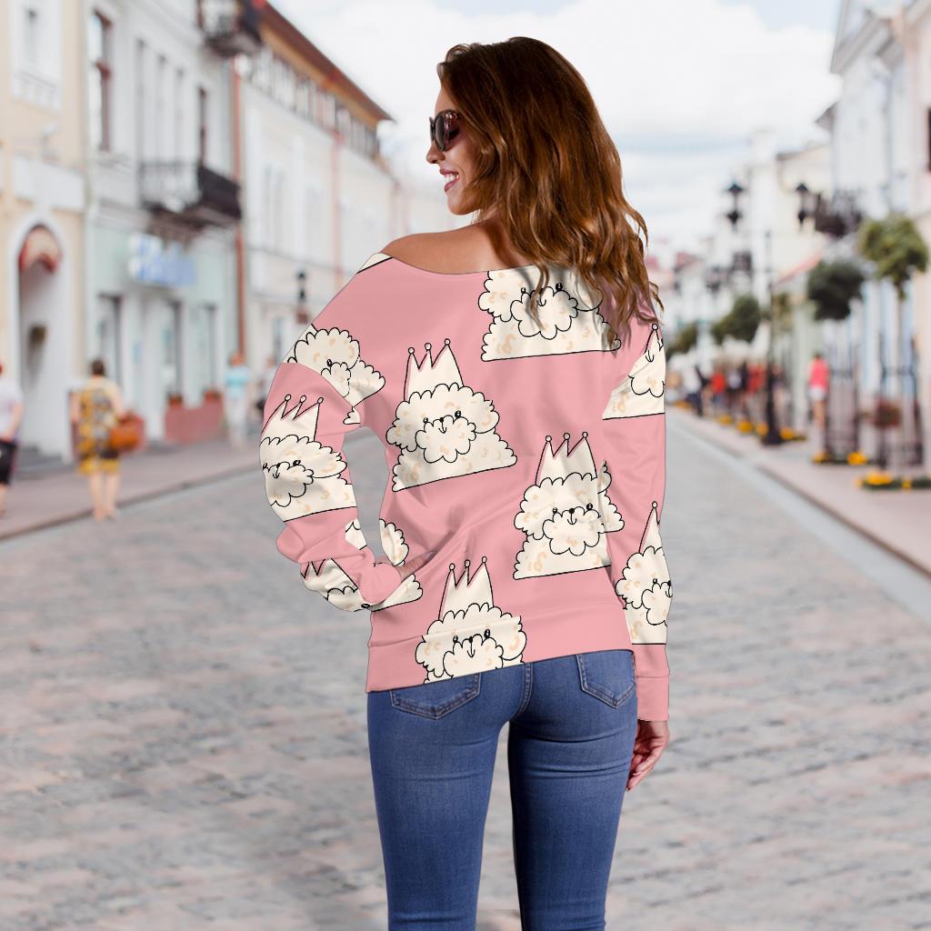 Bichon Frise Dog Print Pattern Women Off Shoulder Sweatshirt-grizzshop