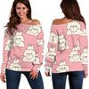 Bichon Frise Dog Print Pattern Women Off Shoulder Sweatshirt-grizzshop